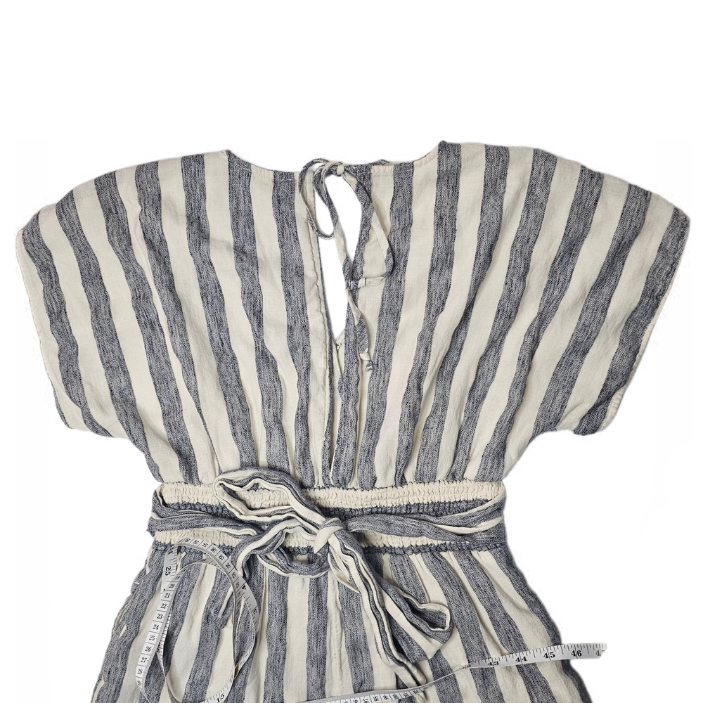 American Eagle Striped Grey White Gray Wrap Tie Back Romper Size XS Cotton - Picture 5 of 15